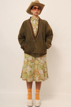 Jaqueta aveludada verde bomber italiana vintage - comprar online
