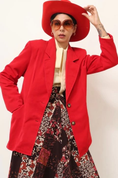 Blazer vermelho forrado ombreira - Capichó Brechó