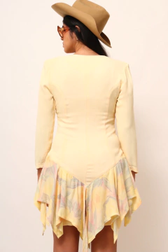 Vestido amarelo amarração saia vintage - comprar online