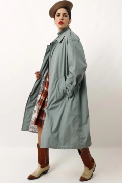 trench coat verde mint forrado longo