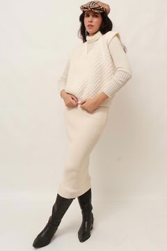 Pulover colete tricot textura vintage grosso