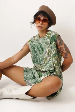 vestido fenda verde brilho vintage