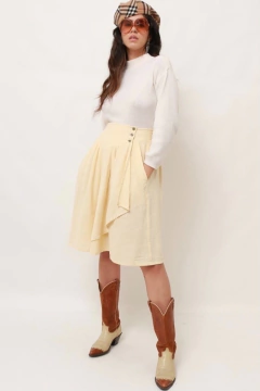 saia cintura alta algodao cru vintage - Capichó Brechó