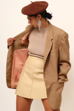 Blazer bege forrado ombreira LINEA - loja online