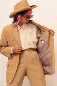 Conjunto oliva calça + blazer vintage - loja online