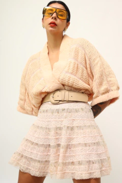 Saia anagua de renda rosa flores vintage - loja online