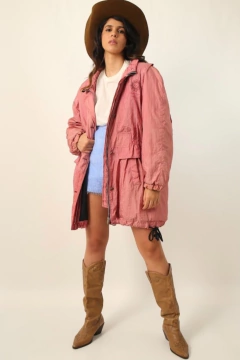 Parka nylon rosa acetinada forrada vintage - comprar online