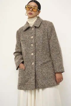 Casaco lã batida vintage 60´s marrom - Capichó Brechó