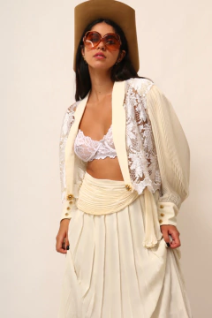 Conjunto made in FRANCE Saia plissada + cropeed renda - comprar online