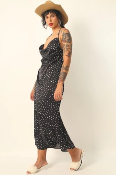 vestido AKOB poá decote frente e costas