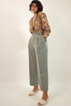 Calça cintura mega alta alfaiatria verde mint