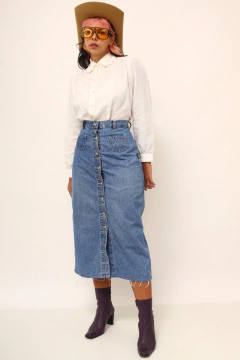 Saia cintura alta midi vintage - comprar online