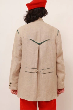 Blazer linho detalhe verde forrado