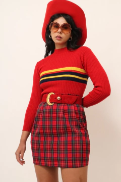 saia xadrez mini cintura alta - loja online