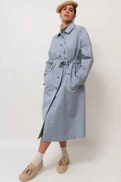 Trenc Coat azul bebe forrado c/cinto vintage