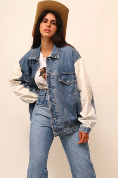 Jaqueta jeans bicolor NICOBOBO - comprar online