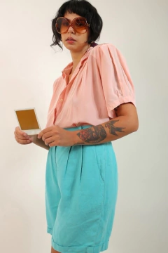 camisa rosa ombreira chic vintage - Capichó Brechó