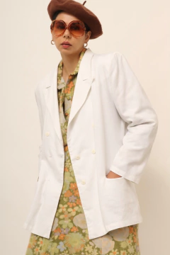 Blazer branco linho com poliester transpassado - loja online