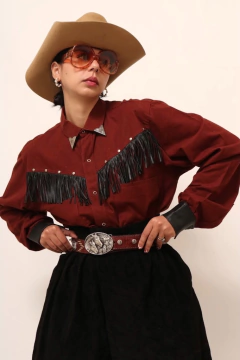 Camisa western ponteira de gola cavalo franja