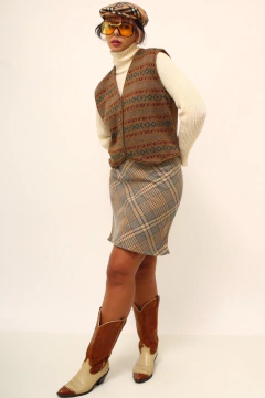 Colete tricot vintage estampado - comprar online