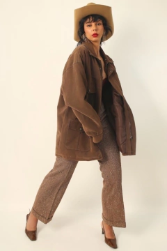 Imagem do Jaqueta estilo parka suede marrom ampla