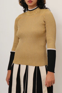 tricot dourado com det preto vintage - comprar online