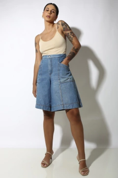 Bermuda jeans ampla cintura mega alta   - comprar online