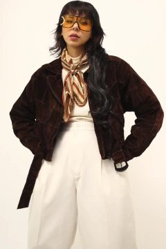 Imagem do Jaqueta couro marrom cropped vintage