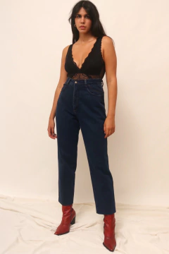 Calça jeans cintura alta escuro - Capichó Brechó