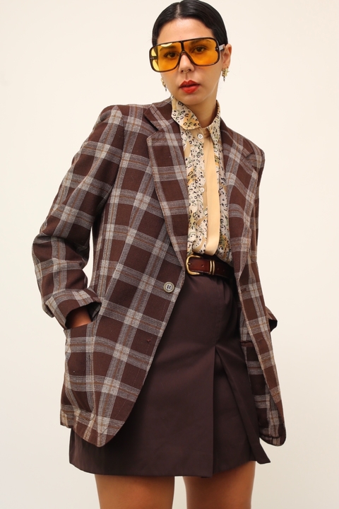 Blazer marrom xadrez vintage