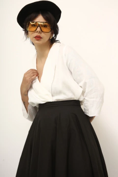 Camisa linho babados ampla - comprar online