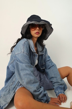Jaqueta oversize bordado costas vintage