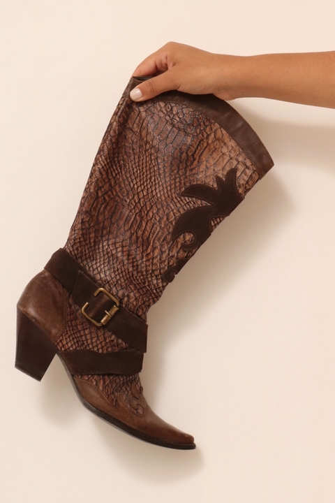 bota marrom western 35