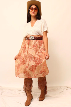 Saia levinha cintura alta laranja trasnparencia - loja online