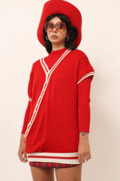 colete vermelho vintage college - Capichó Brechó