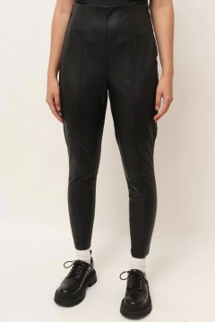 Calça PU preta justa cintura alta vintage