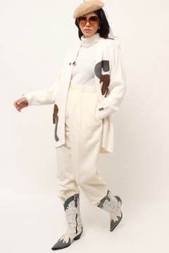 cardigan off recorte em couro vintage - comprar online