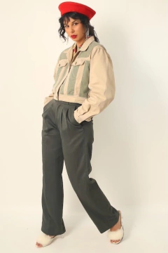 jaqueta Cropped jeans verde vintage - Capichó Brechó