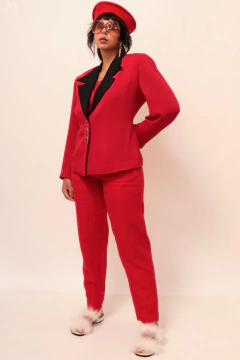Blazer vermelho acinturado det preto