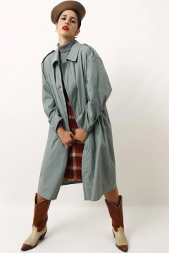 trench coat verde mint forrado longo
