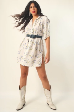 camisa floral vestido vintage - Capichó Brechó