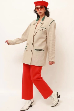 Blazer linho detalhe verde forrado na internet