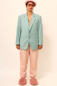 Blazer xadrez verde wool vintage - Capichó Brechó