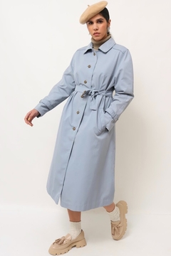 Imagem do Trenc Coat azul bebe forrado c/cinto vintage