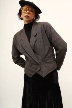 Blazer CEA vintage xadrez 100% lã cropped