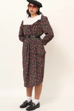 Vestido flores liberty com gola algodão garimpado Barcelona