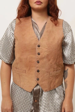 colete couro costas cetim vintage na internet