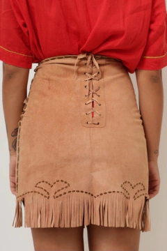 Saia cintura alta couro western vintage na internet