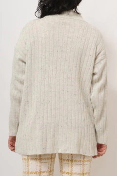 Pulover floquinho vintage off white longo