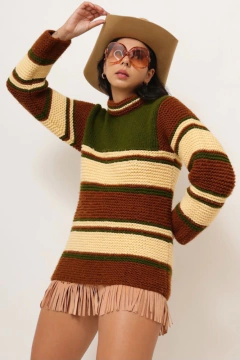 tricot listras bem grosso vintage - Capichó Brechó
